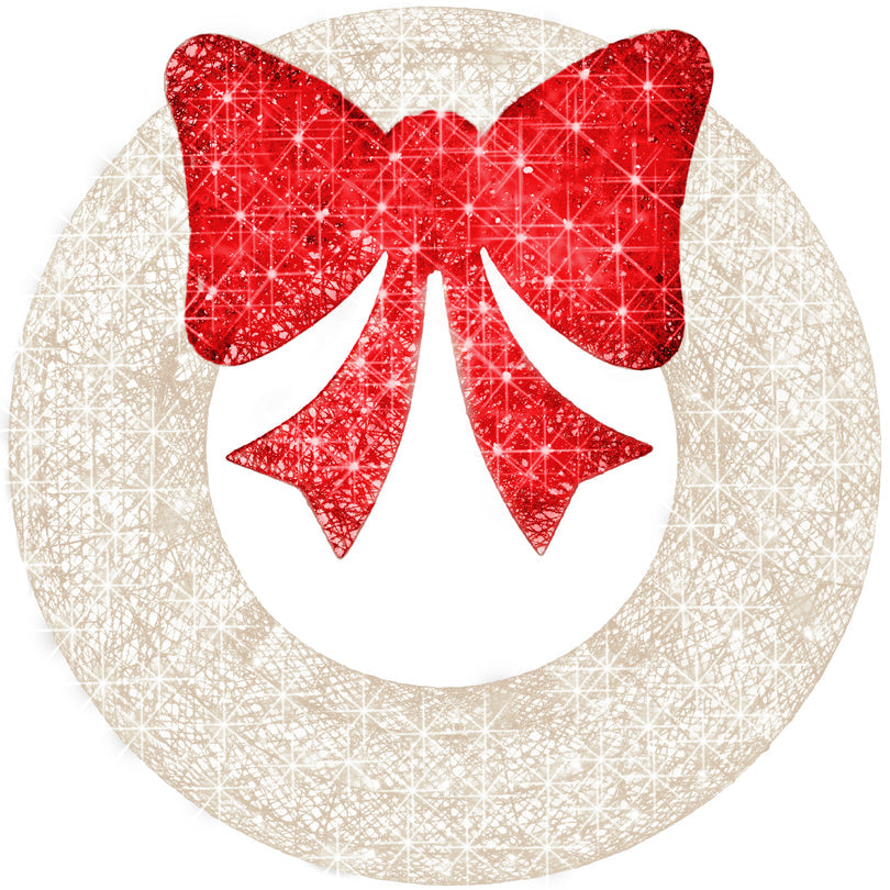 48-Inch Pre-Lit Outdoor Christmas Wreath with LED Lights & Bow