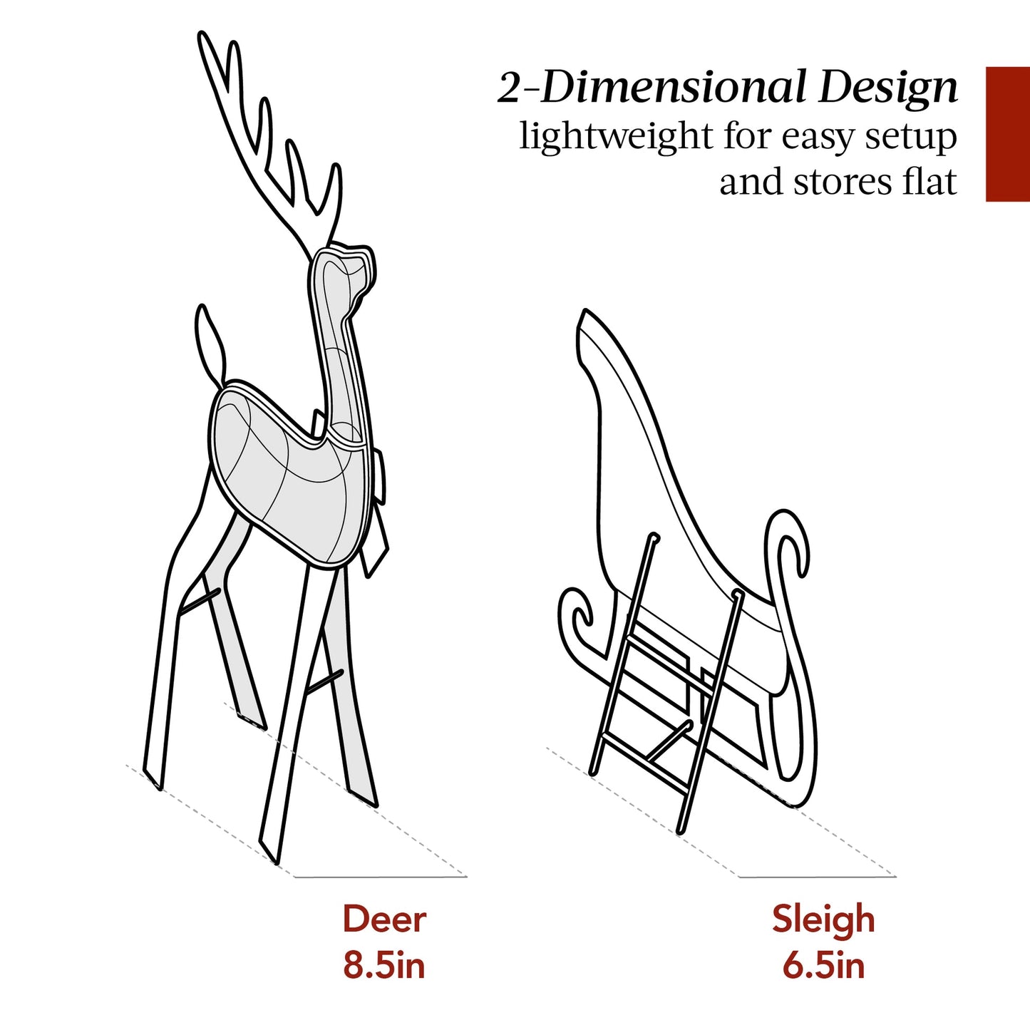 Lighted Outdoor Reindeer & Sleigh Decoration Set with LED Lights