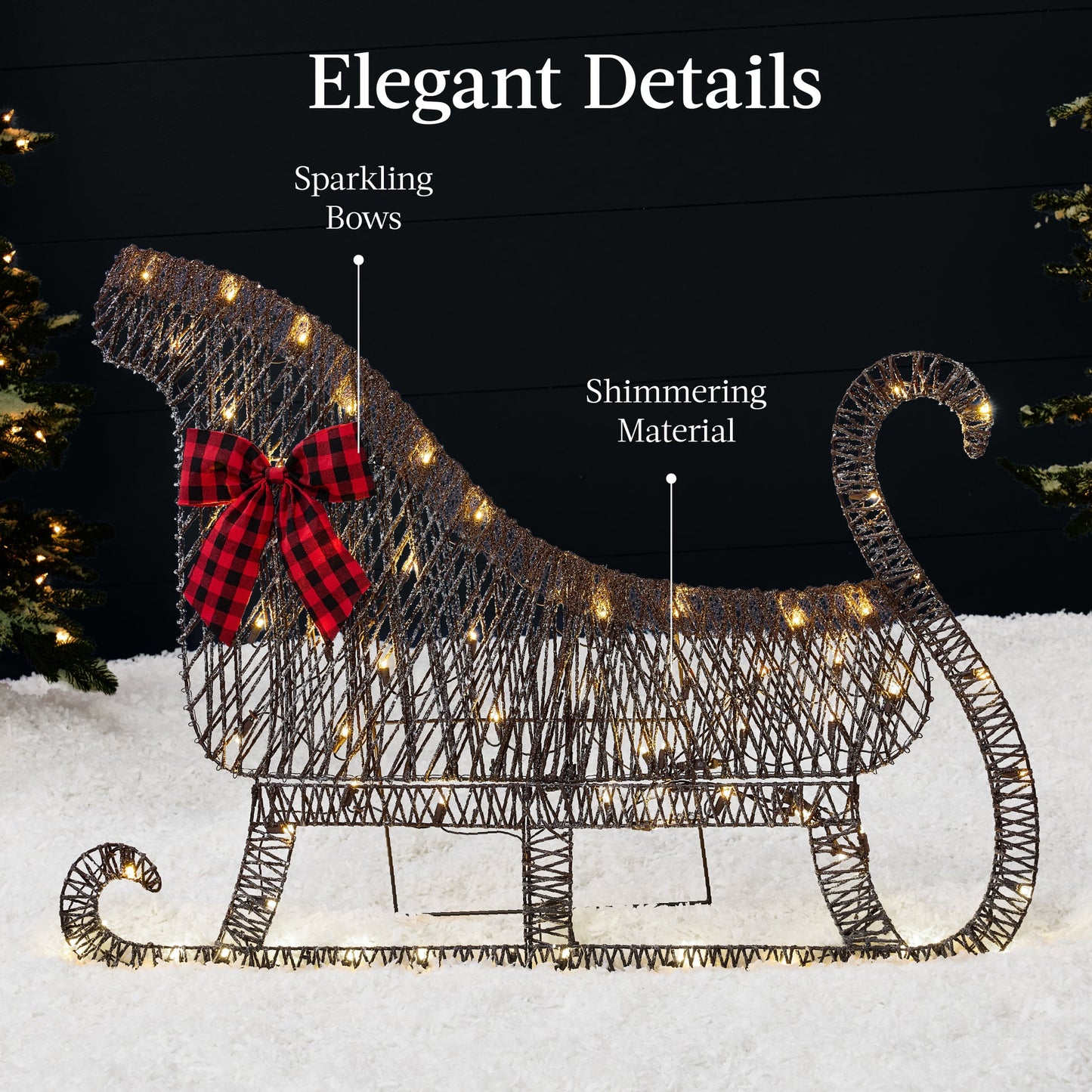 Lighted Outdoor Reindeer & Sleigh Decoration Set with LED Lights