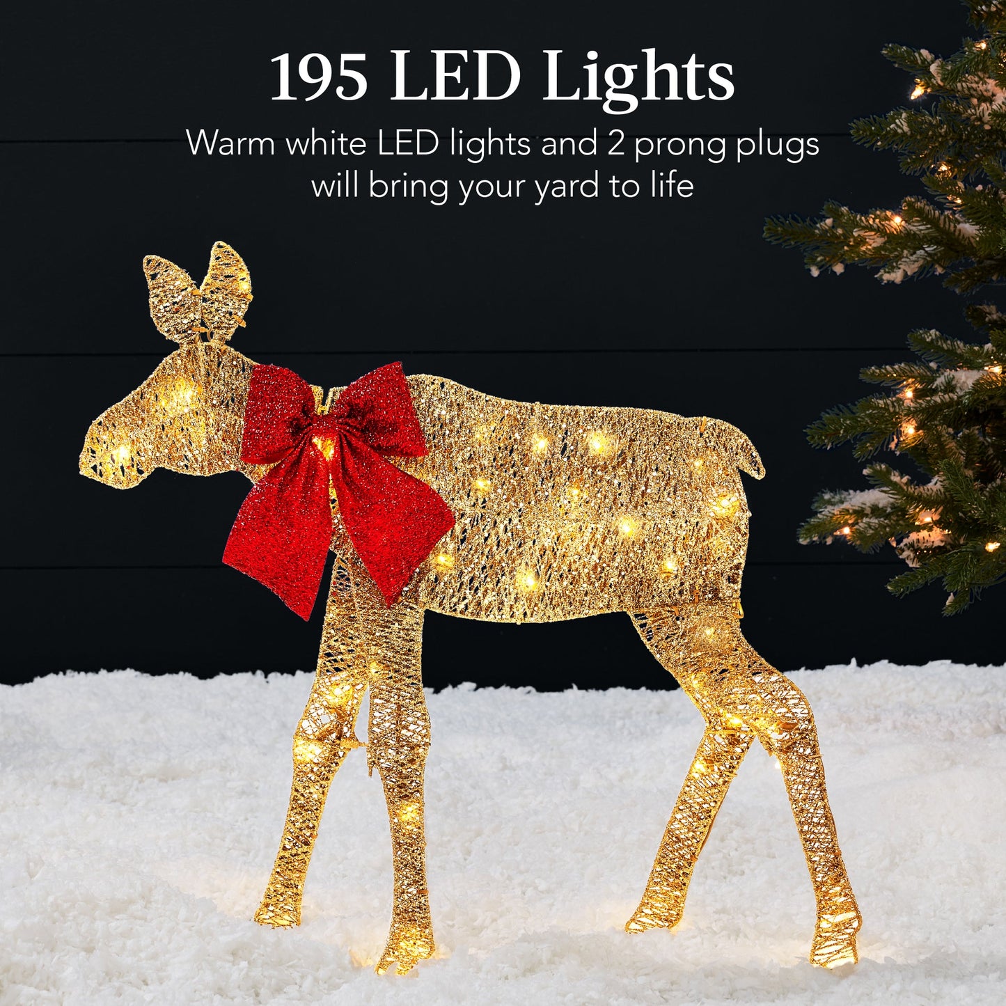 3-Piece Lighted Christmas Moose Family Set with 195 LED Lights