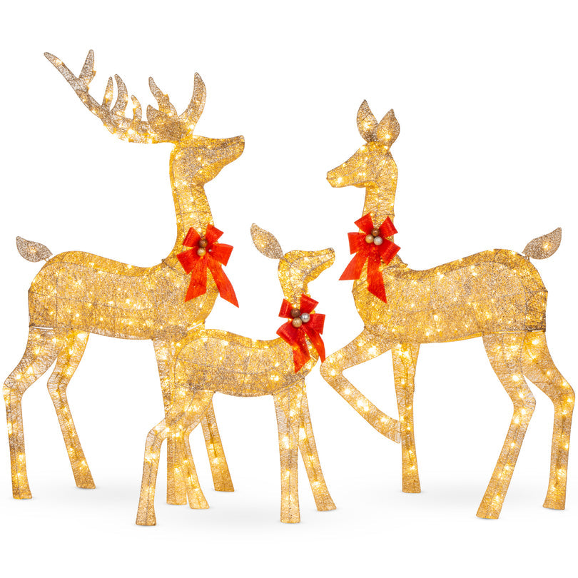 6.5ft 3-Piece Lighted Christmas Deer Family Set with LED Lights