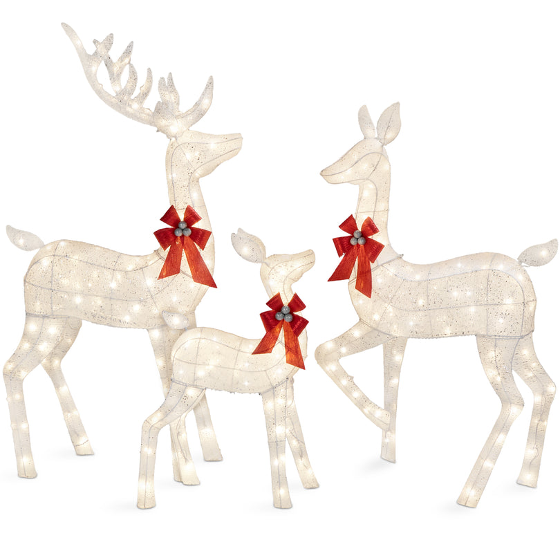 6.5ft 3-Piece Lighted Christmas Deer Family Set with LED Lights