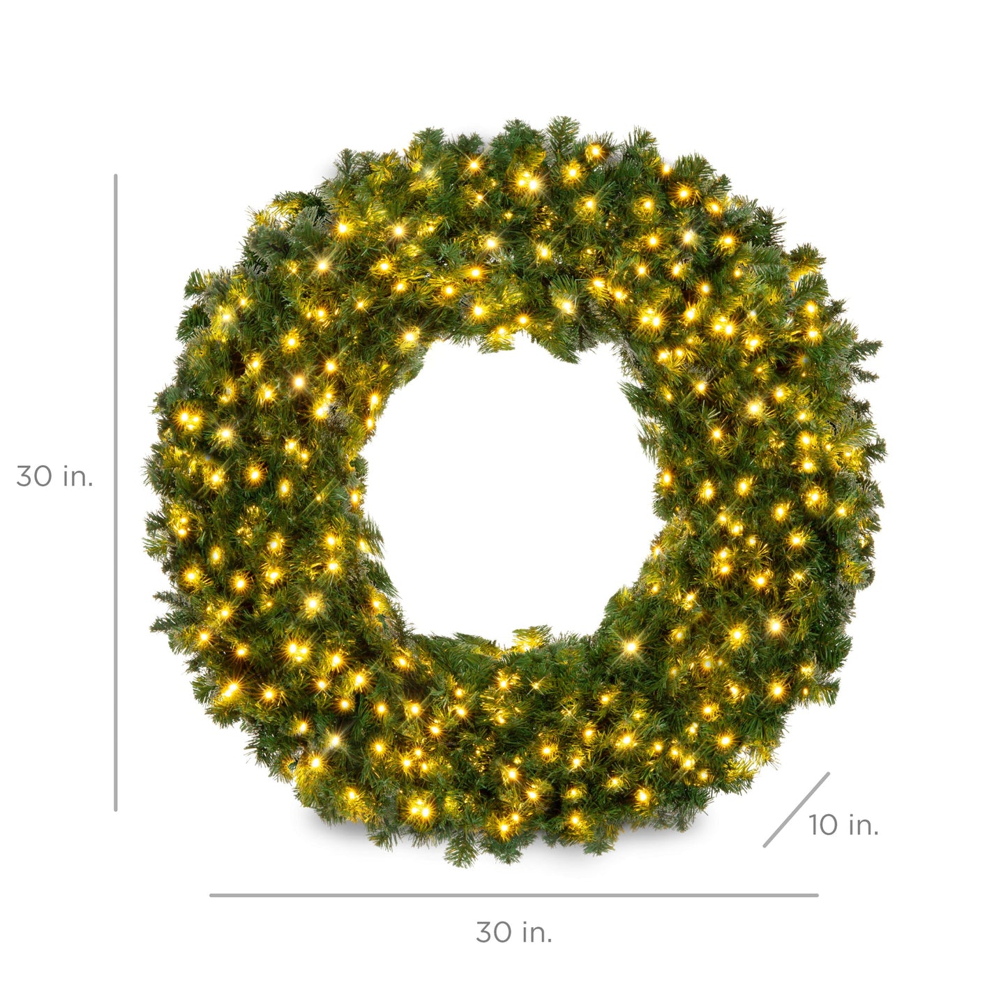 Pre Lit Artificial Fir Christmas Wreath with LED Lights Plug In