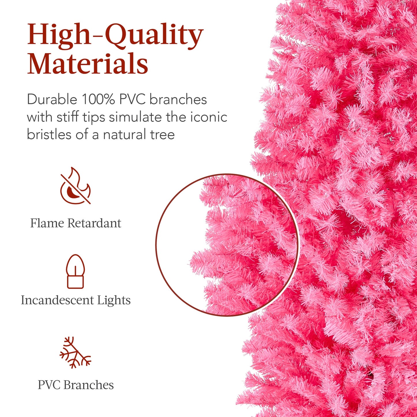 Pre Lit Pink Pencil Christmas Tree with Warm White Lights