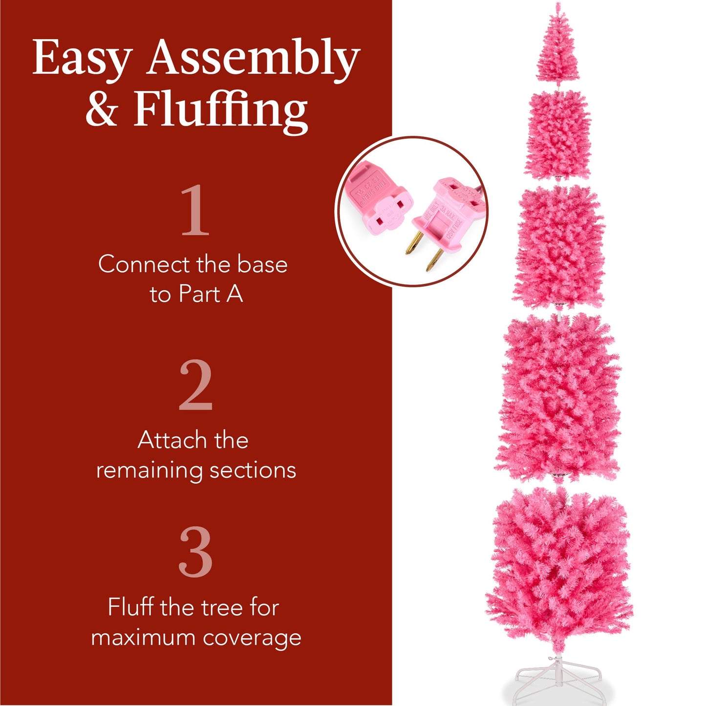 Pre Lit Pink Pencil Christmas Tree with Warm White Lights