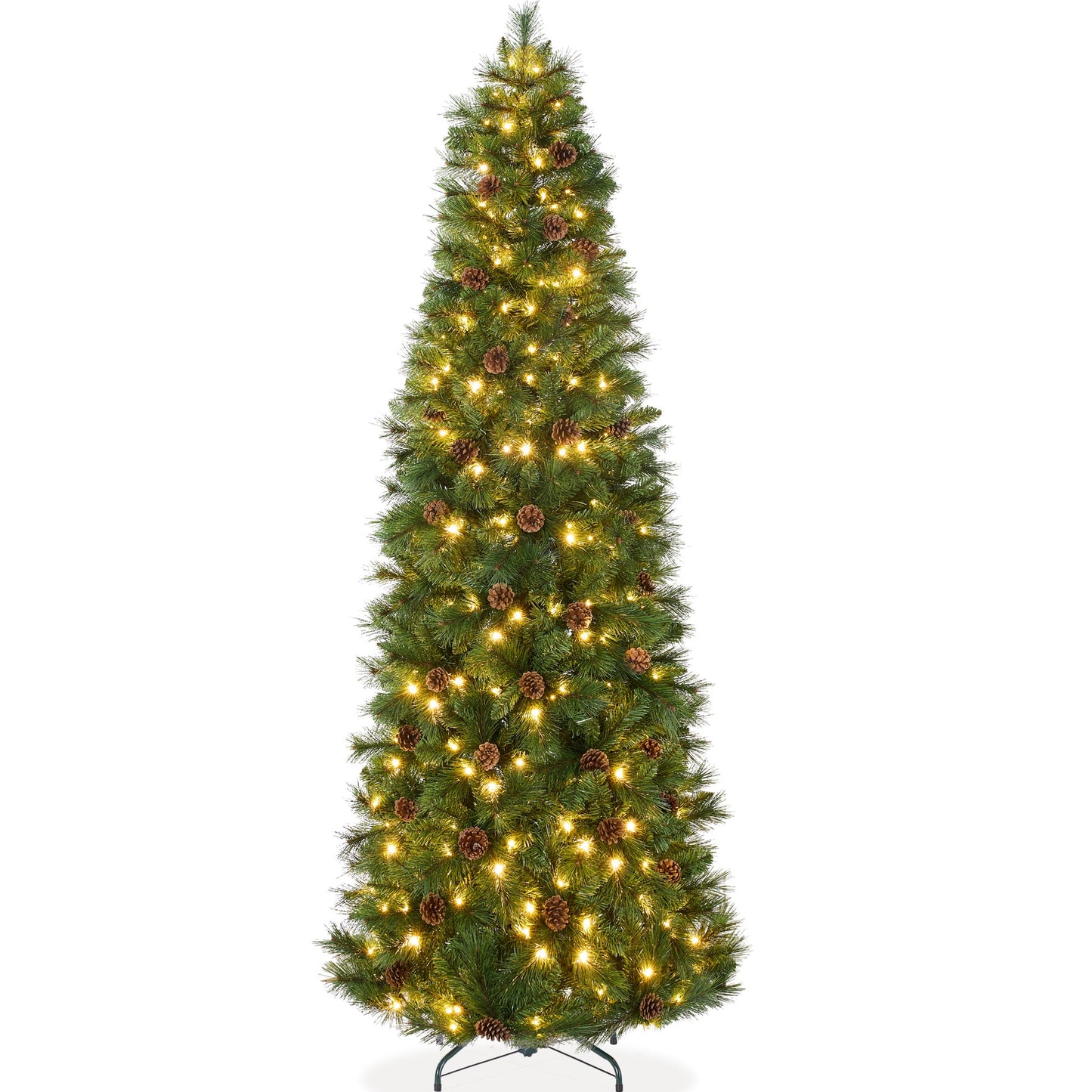 Pre Lit Scotch Pine Pencil Christmas Tree with Metal Stand