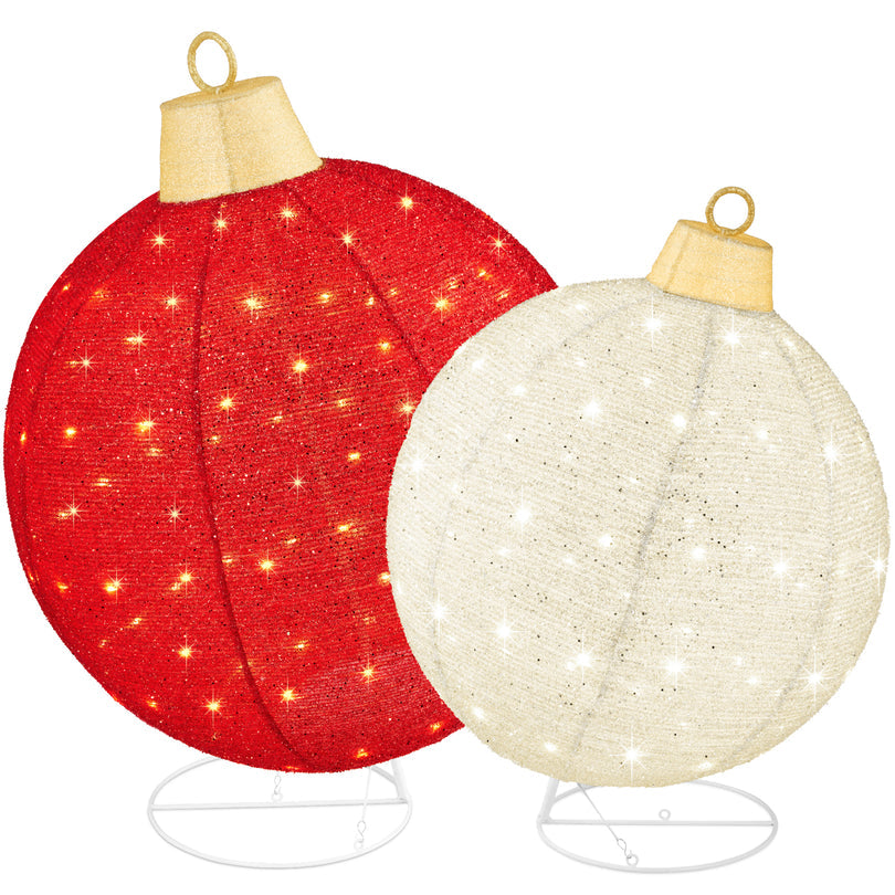 2-Piece Lighted Pop-Up Christmas Ornament Set with 180 LED Lights