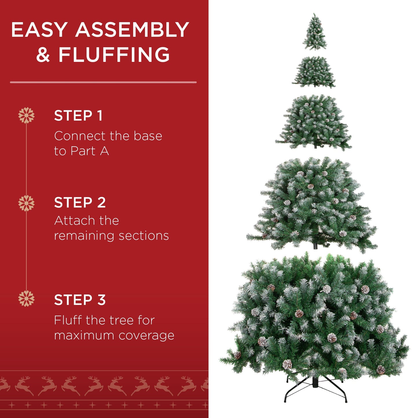 Pre Decorated Flocked Christmas Tree with Pinecones