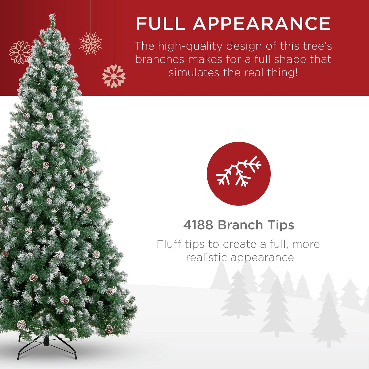 Pre Decorated Flocked Christmas Tree with Pinecones