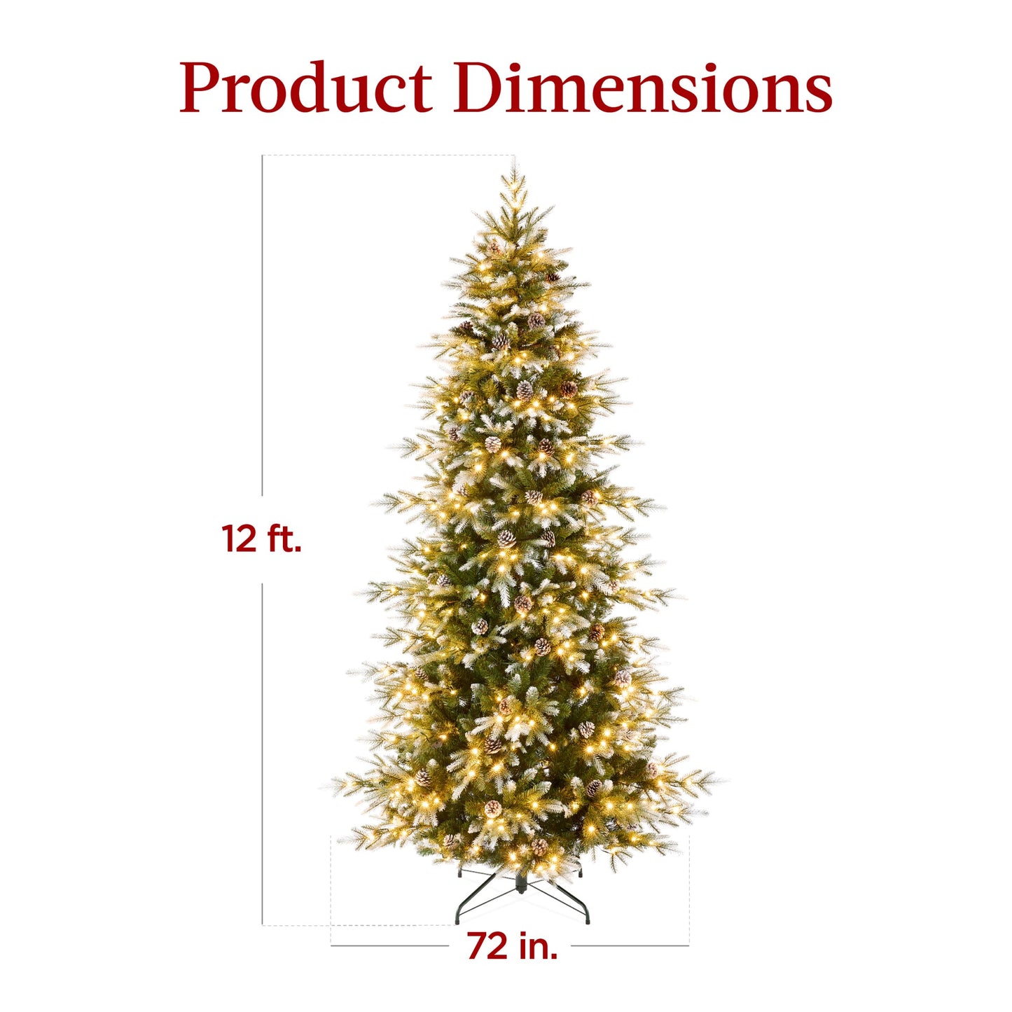Pre Lit Flocked Slim Aspen Noble Fir Christmas Tree with Metal Stand