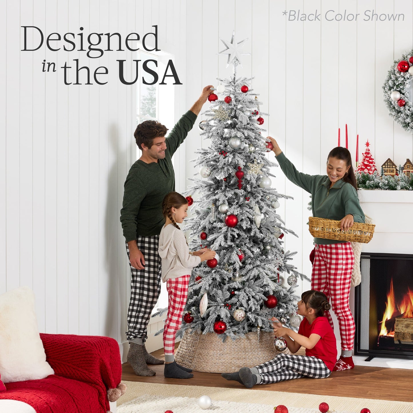 Pre Lit Flocked Aspen Noble Fir Christmas Tree with Metal Stand