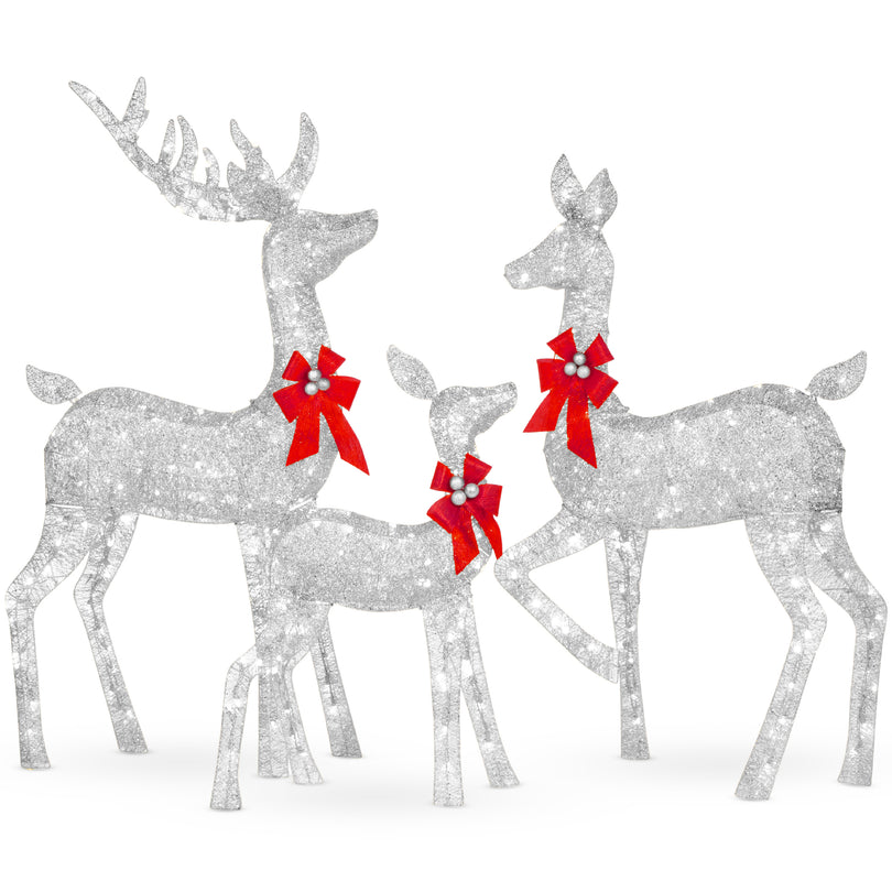 3 Piece Lighted Christmas Deer Set Outdoor LED Decor