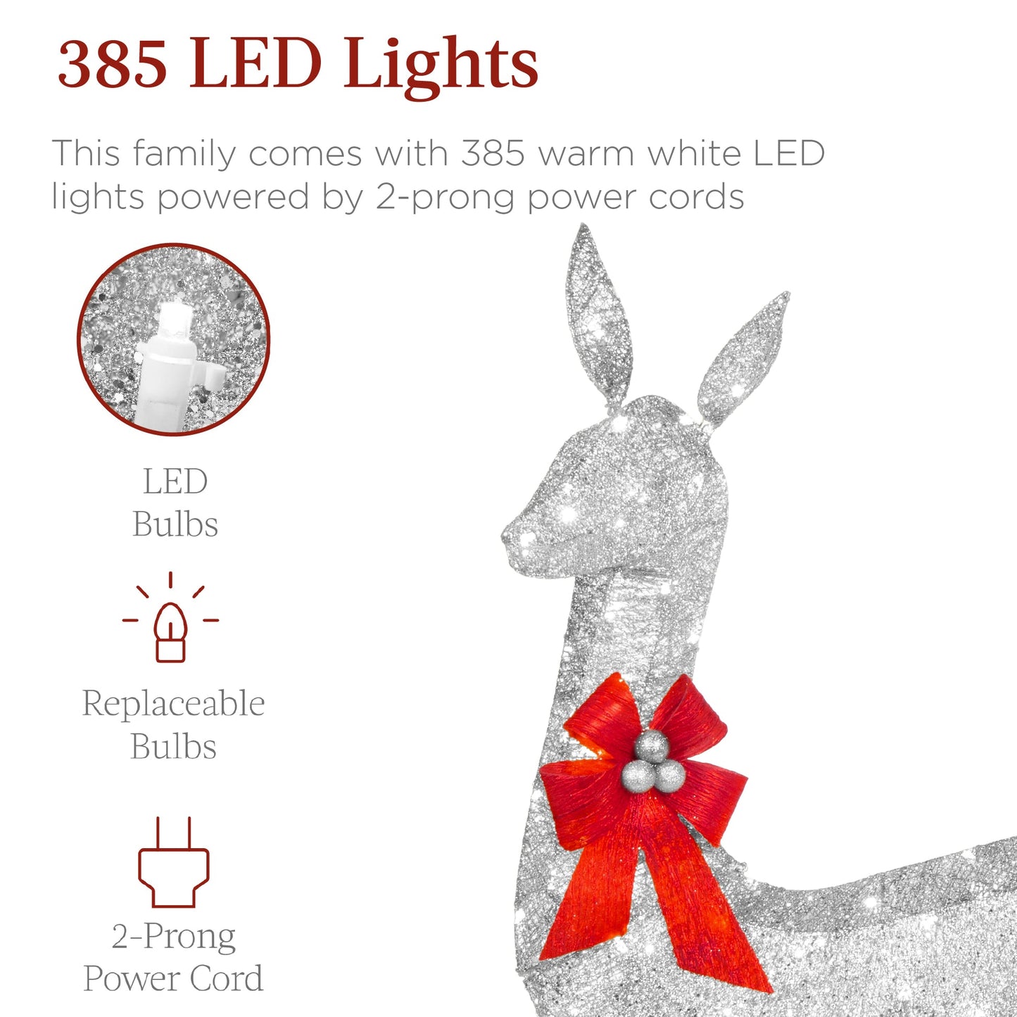 6.5ft 3-Piece Lighted Christmas Deer Family Set with LED Lights