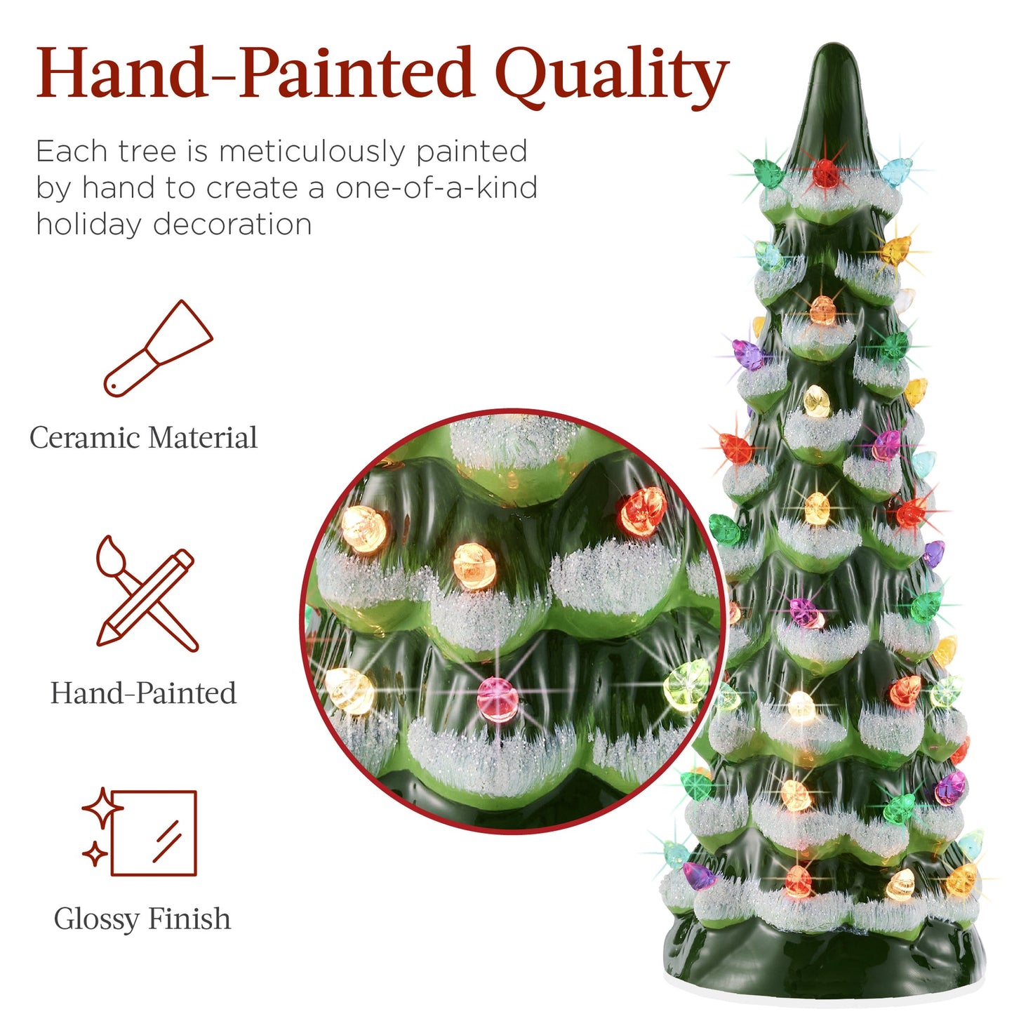 Set of 3 Pre-Lit Ceramic Christmas Trees with LED Lights