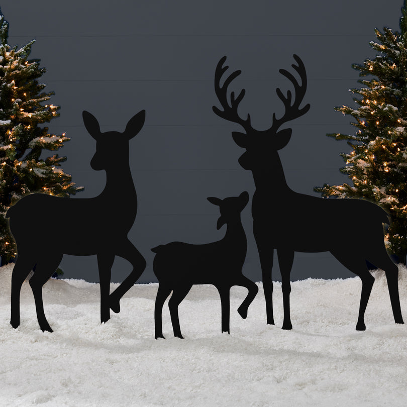 3-Piece Deer Family Silhouette Yard Decoration Set