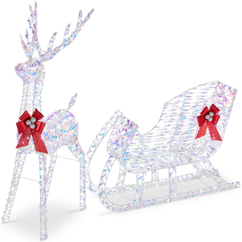 Lighted Christmas Reindeer and Sleigh Outdoor LED Decor Set