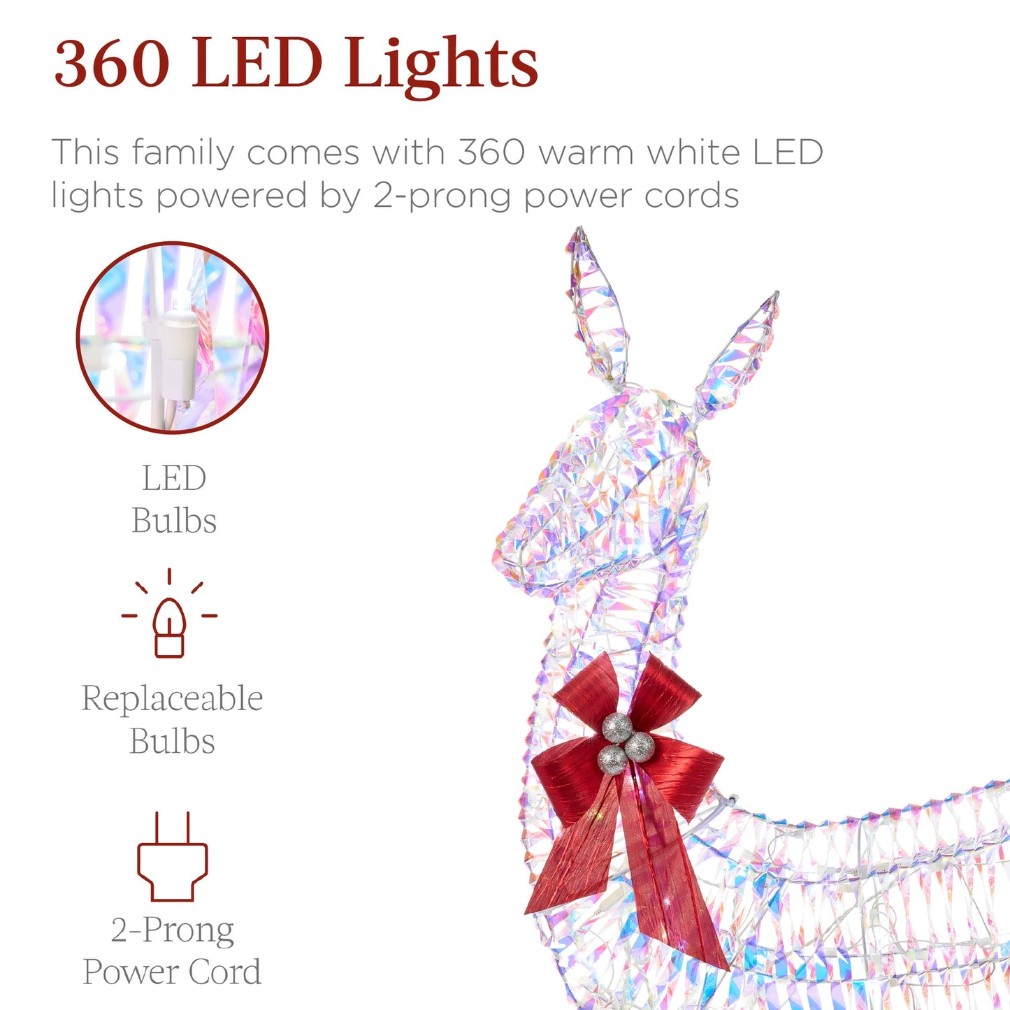 3-Piece Lighted Christmas Deer Family Set with LED Lights
