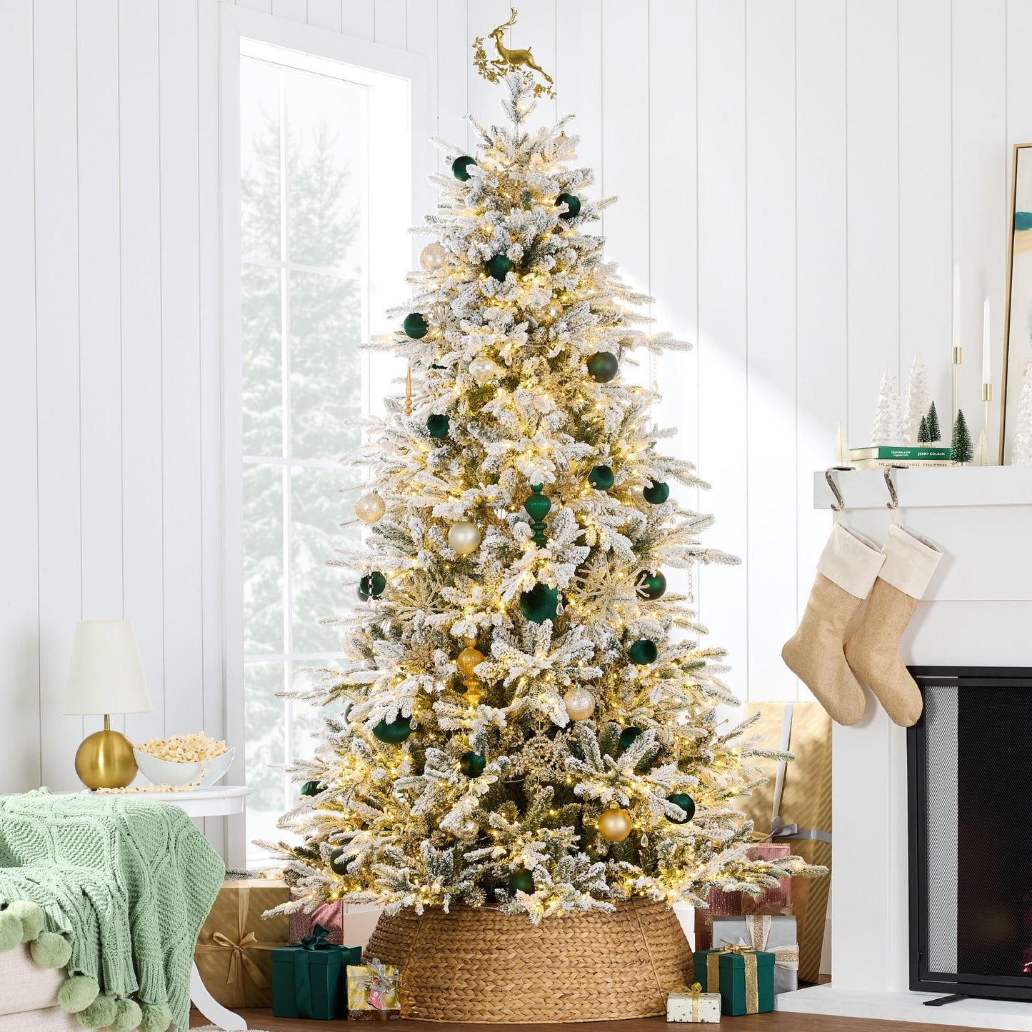 Pre Lit Flocked Aspen Christmas Tree with Twinkling Micro LED Lights
