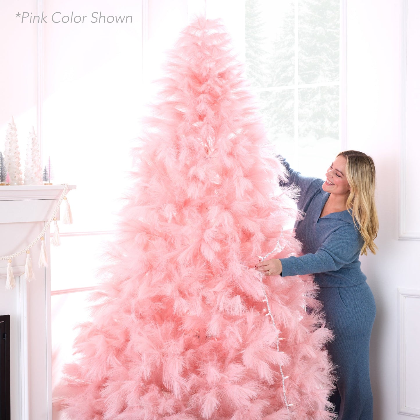 Premium Black Pampas Artificial Christmas Tree with Metal Base