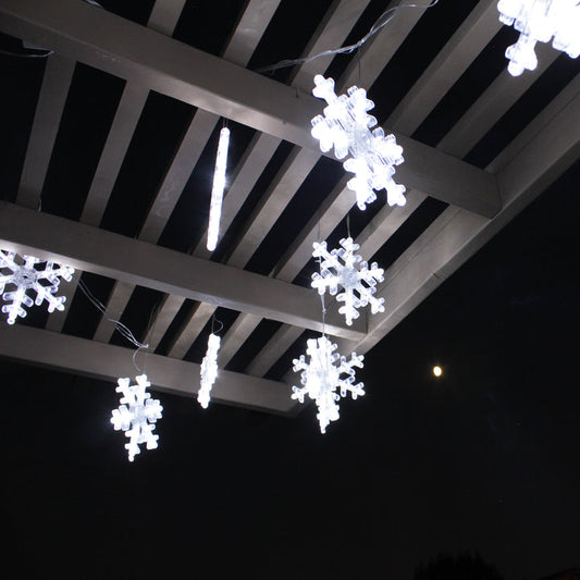 6 LED Snowflake Sparkle String Lights | USA Decoration®