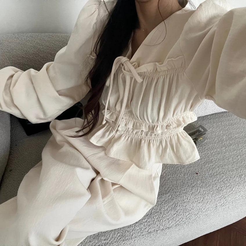 Set 2026 Fashion Korean Style Waist-Cinching Casual Set Pants Women's Autumn Collection Two-Piece Suit from China