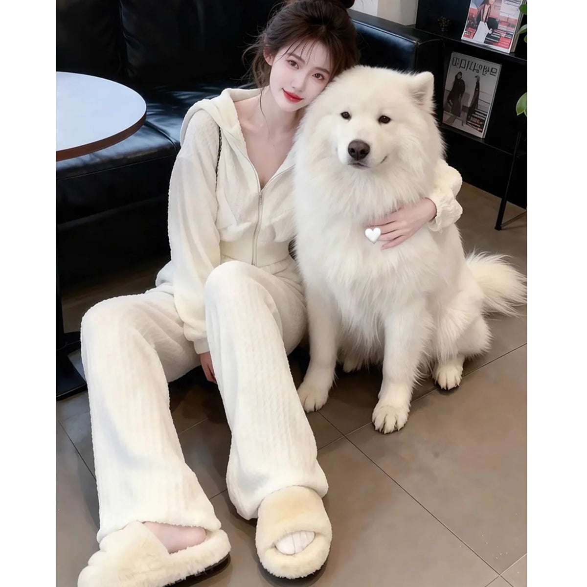 Spring Autumn Hooded Sweatshirt Wide Leg Pants Two Piece Set Loose Slimming Casual Fashion Women's Trendy Outfit