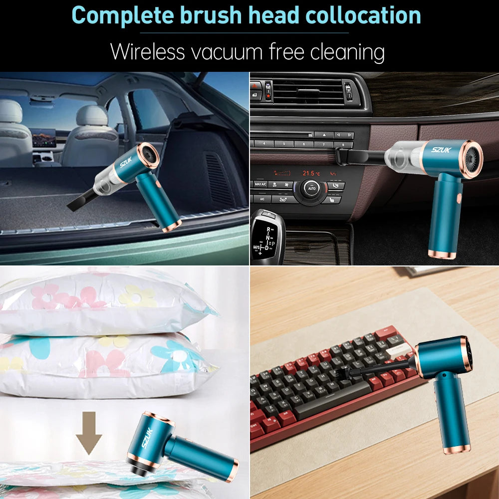 Car Vacuum Cleaner Wireless Mini Handheld Strong Suction Cleaning Machine Portable Cleaner for Car Home and Keyboard