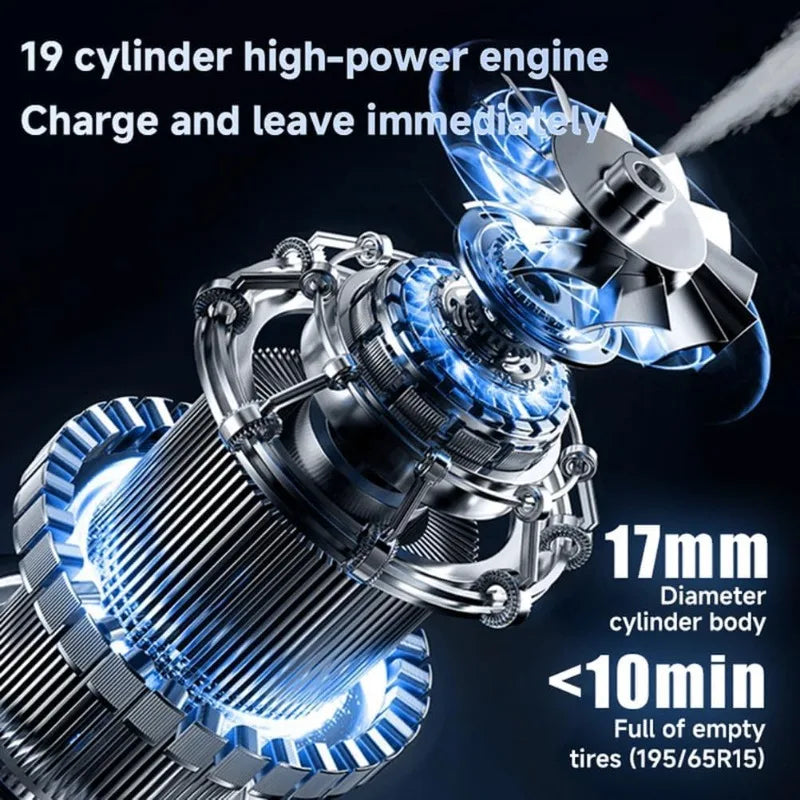 Wireless Car Vacuum Cleaner and Air Pump 2 in 1 Portable Smart Tire Inflator with Digital Display for Emergency Outdoor Tool