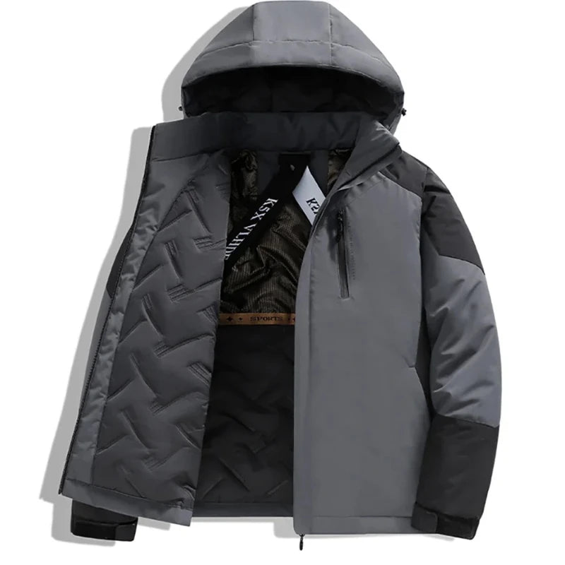 Outdoor Rainproof Cotton Padded Jacket for Men Winter Thickened Warm Hooded Parkas Men's Graphene Puffer Jackets Overcoat