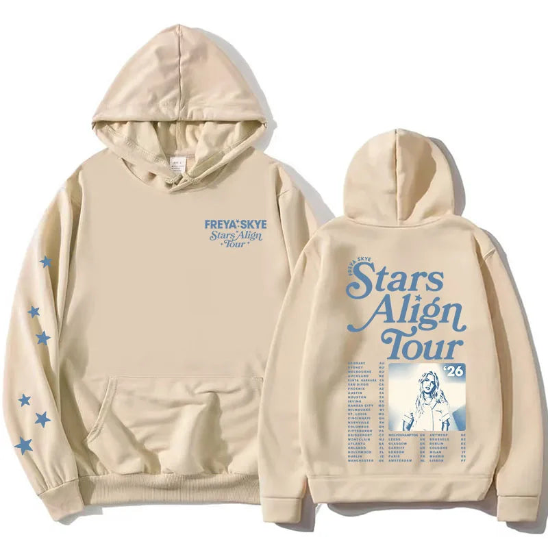 Unisex Streetwear Freya Skye Stars Align Tour Hoodies Long Sleeve Women Men Sweatshirt with Pocket Graphic Print Merch Pullovers