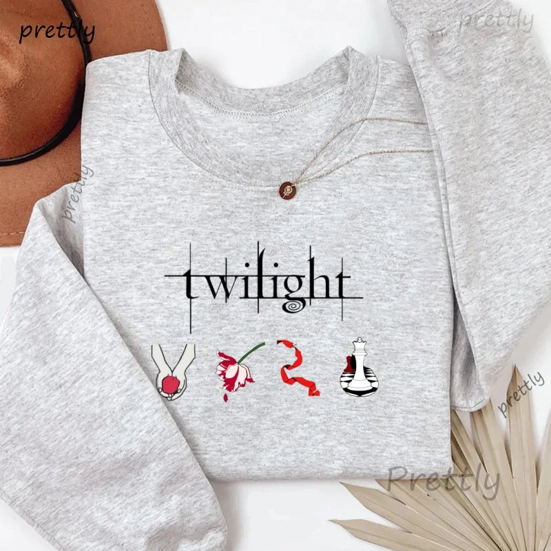 Twilight Sweatshirt & Hoodie Women Casual Twilight Saga Printed Crewneck Sweatshirt Book Lover Long Sleeve Hoodies Y2k Hoody