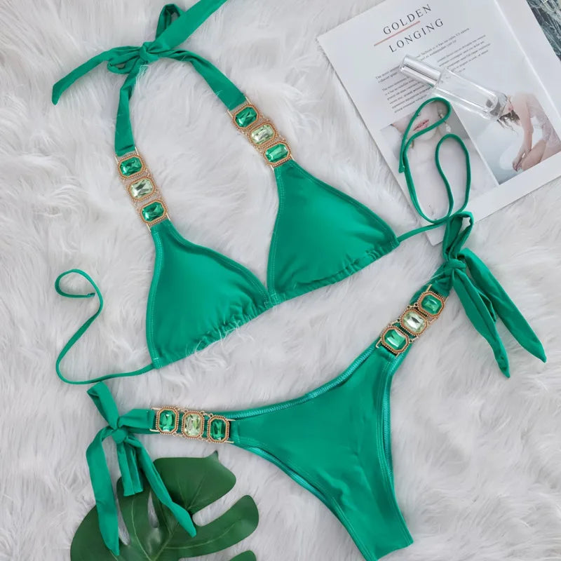 2026 Sexy Bikinis Swimsuit With Rhinestones Women's Swimwear Female Push Up Bikini Beach Swim Wear Bathing Suits Pool Bather