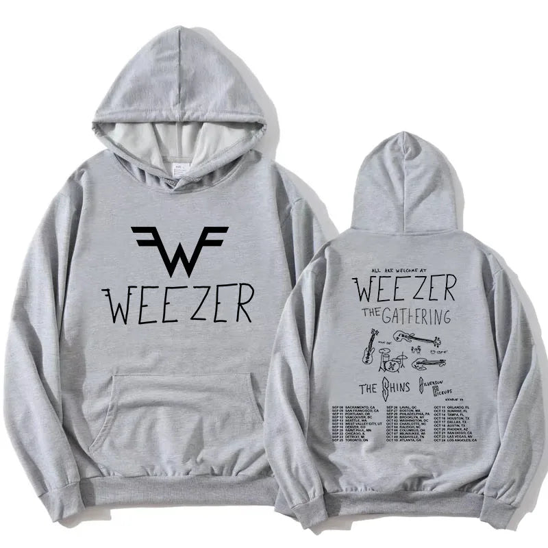 Weezer The Gathering Tour 2026 Hoodies Long Sleeve Soft Fleece Hooded Sweatshirts Unisex Streetwear Graphic Merch Women Clothing