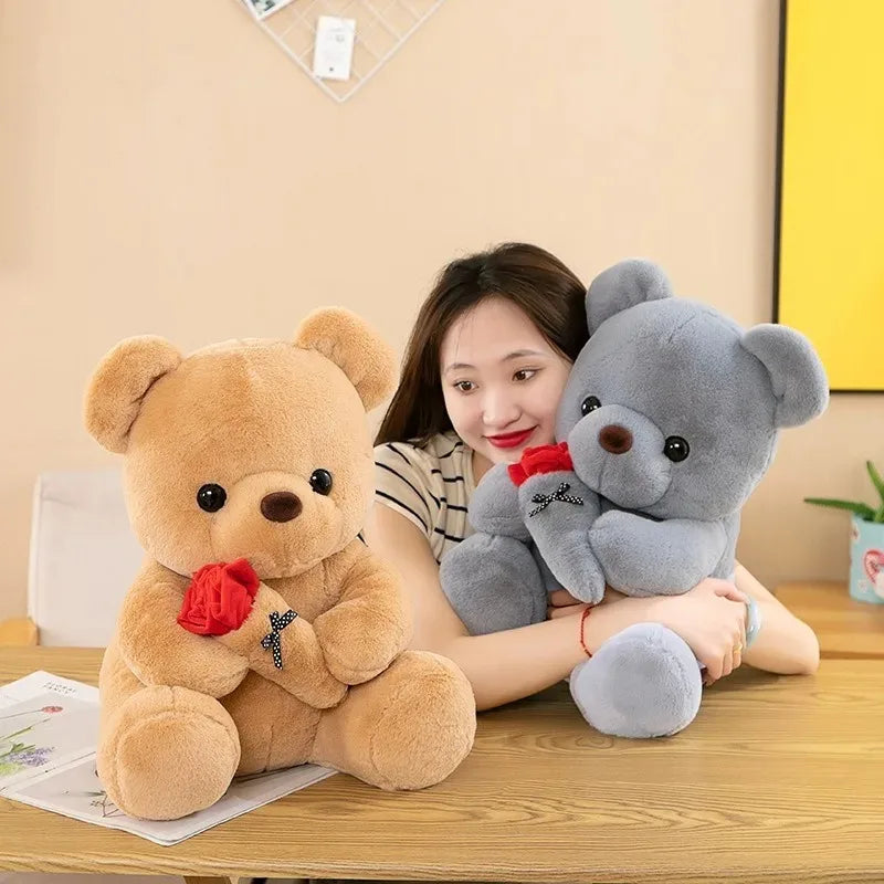 1/2/3PCS 25cm/9.84Inch Romantic Rose Teddy Bear Plush Toy Cute Small Soft Stuffed Doll Plushie for Girls Valentine Day Gift