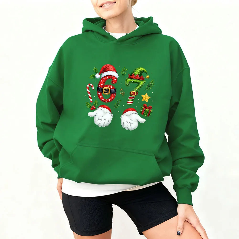 Six Seven Christmas Sweatshirts Viral 6 7 Meme Hoodie Funny Xmas Graphic Hoodies Social Media Holiday Santa Says Six Seven Tops