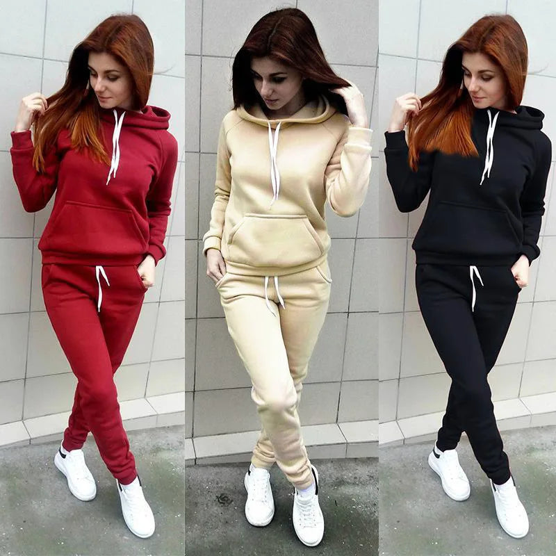 Harajuku Casual Women's Jogging Suit Women's Hooded Sportswear Suit Set Clothing