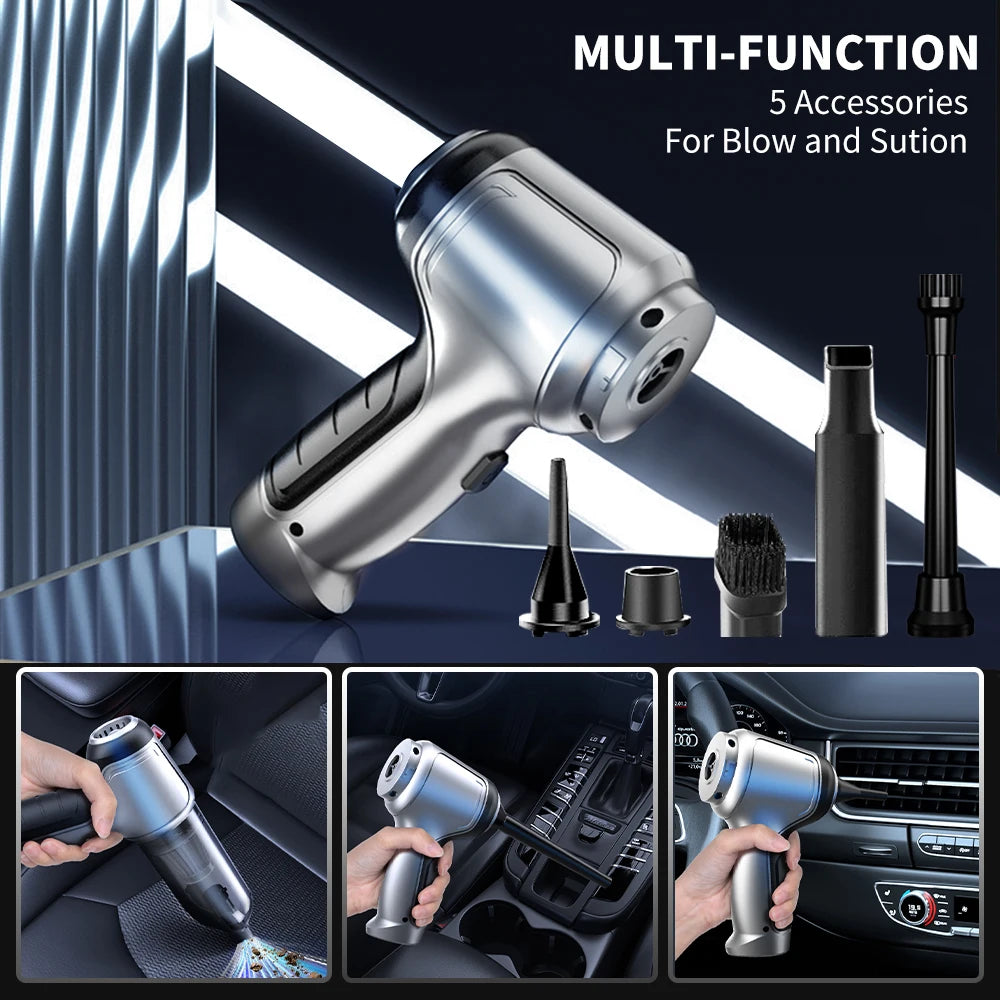 Rechargeable Wireless Handheld Car Vacuum Cleaner Strong Suction Wet Dry Dual Use Mini Portable Auto Household Vacuum Cleaner