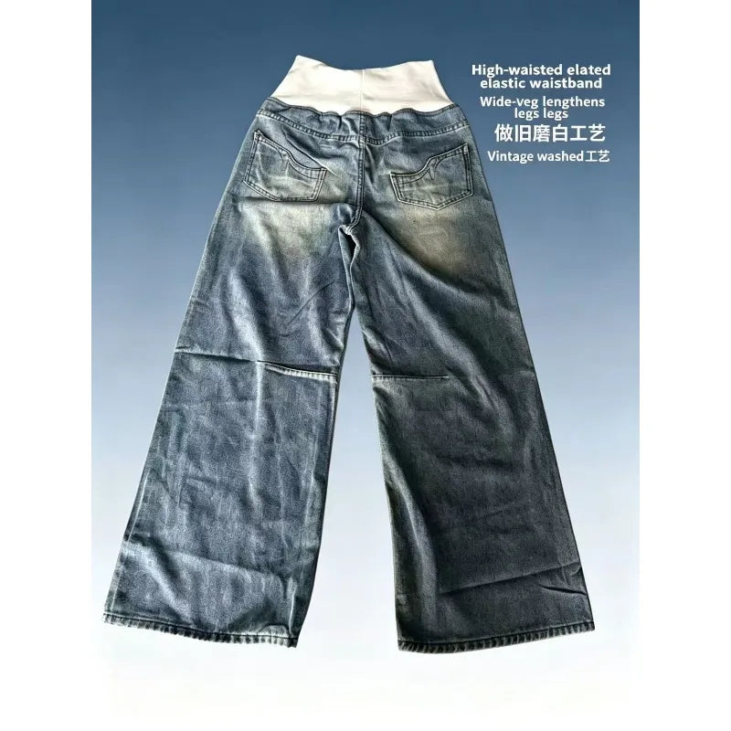 Washed old blue jeans American retro street men and women straight and loose trend style hot selling casual jeans