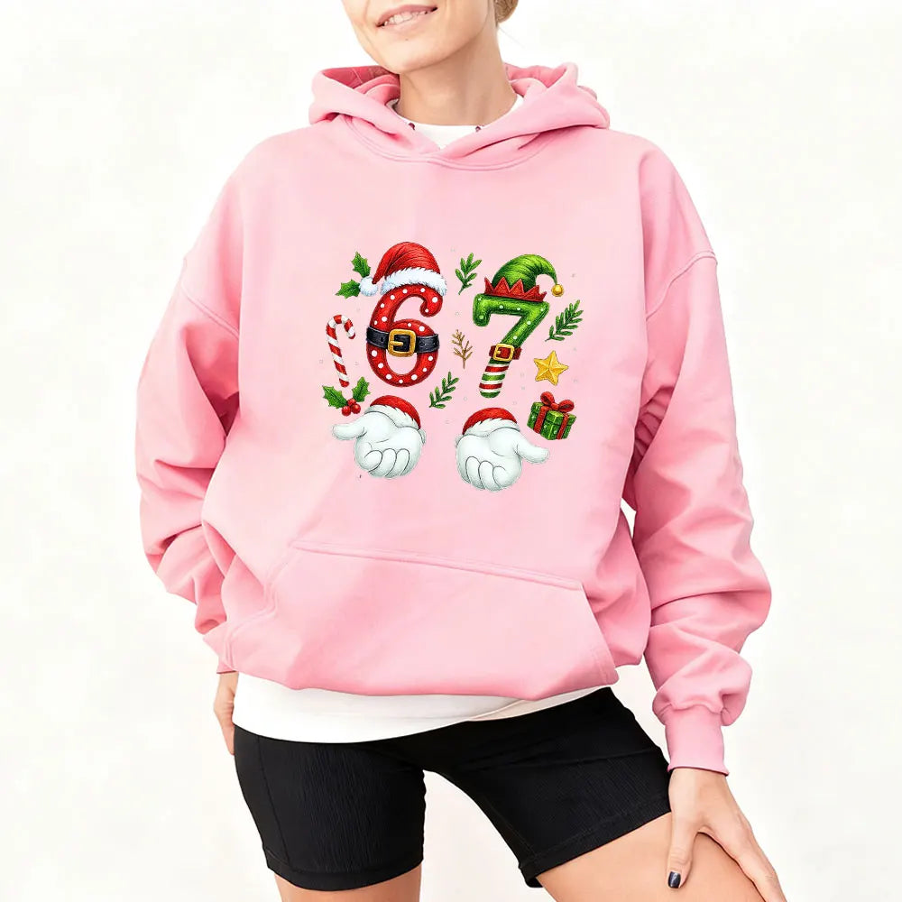 Six Seven Christmas Sweatshirts Viral 6 7 Meme Hoodie Funny Xmas Graphic Hoodies Social Media Holiday Santa Says Six Seven Tops