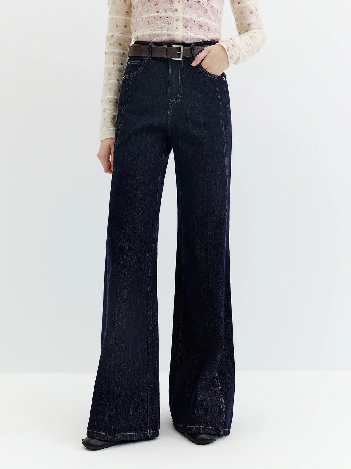Jeans FSLE Slim Denim Jeans for Women Autumn 2026 Style Mid-waisted Zipper Flared Pants Cotton Retro Solid Chic Streetwear
