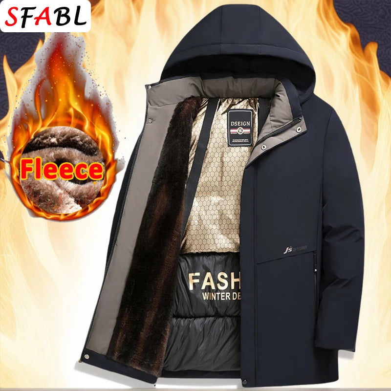 Fashion Hooded Parkas Men's Winter Jacket Windbreaker Hiking Coats Thicken Thermal Winter Jackets for Men's Winter Coats Skiing