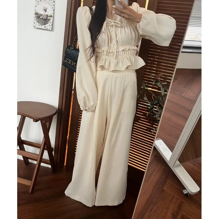 Set 2026 Fashion Korean Style Waist-Cinching Casual Set Pants Women's Autumn Collection Two-Piece Suit from China