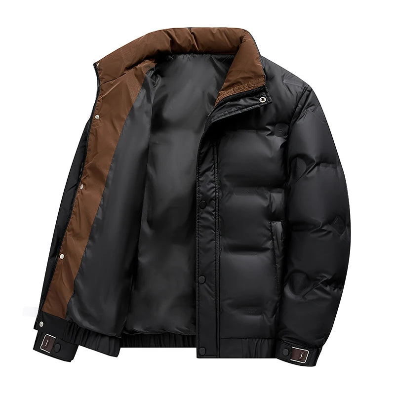 The 2025 winter new trendy men's casual stand-up collar cold-resistant, warm and windproof down jacket with white duck down