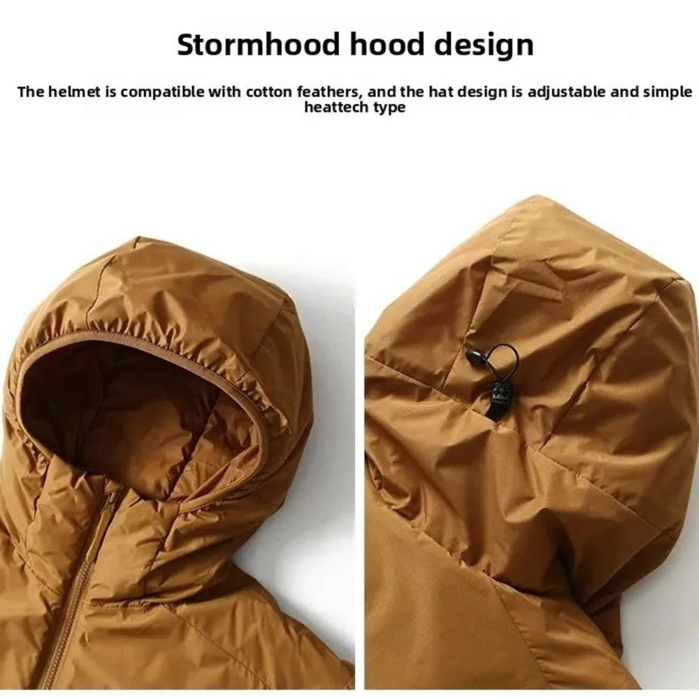 Ultra-warm Lightweight Jacket Men Windproof Hooded Outdoor Sports Coat Male Winter Clothes Warmer Fashion Multi-color Black Blue