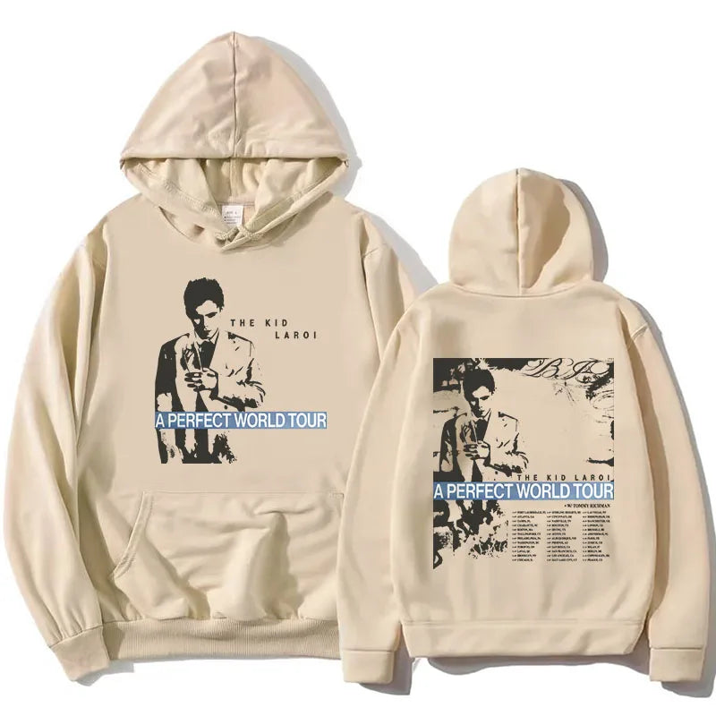 THE KID LAROI A PERFECT WORLD TOUR 2026 Hoodies Fleece Long Sleeve Female Hooded Sweatshirt Unisex Streetwear Design Print Hoody