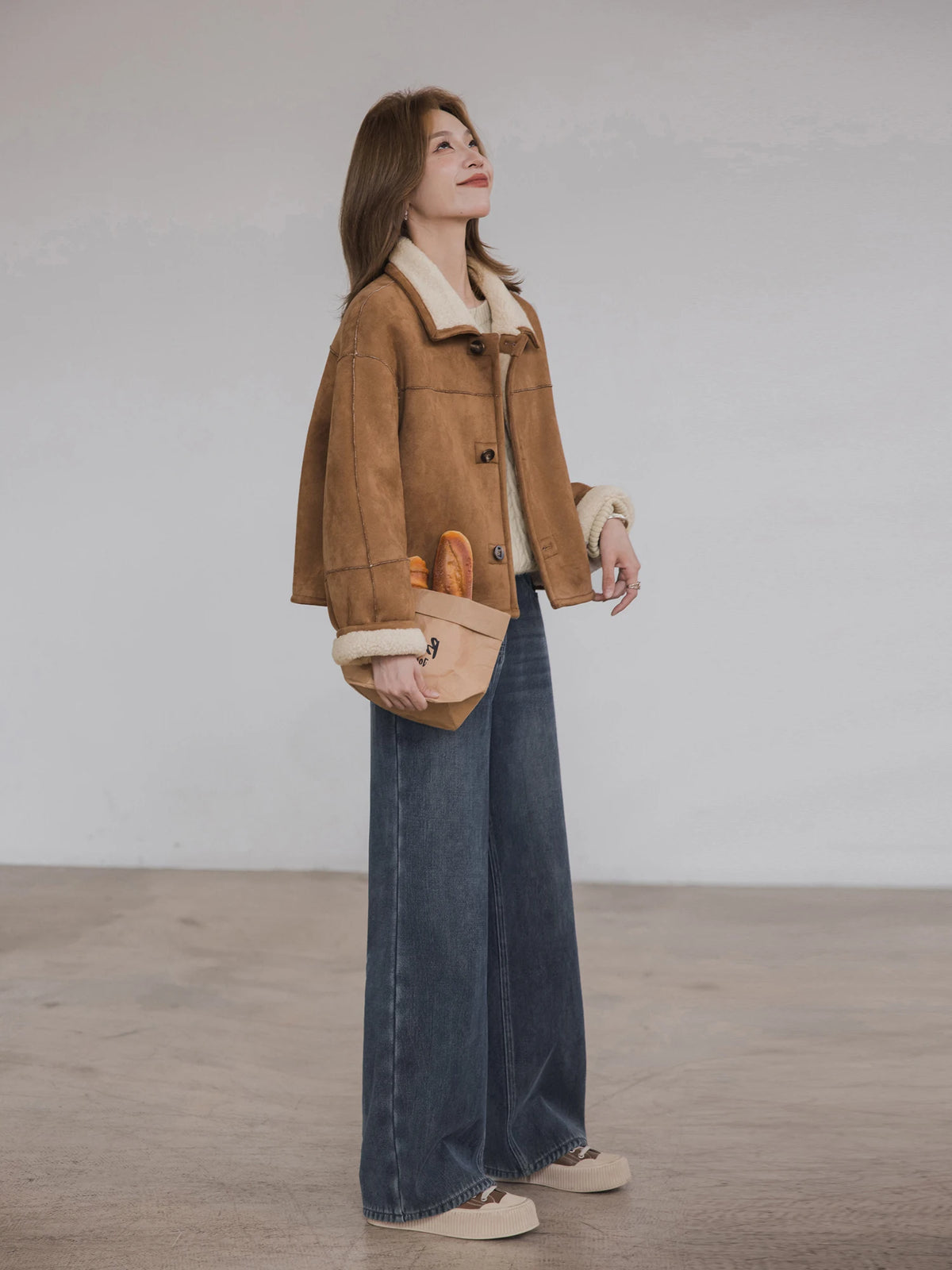 Jeans Women High Waist XIAOGULI Women High Waist Wide Leg Jeans 2026 Winter Thick Lined Warm Loose Retro Casual Ladies Daily Denim Long Pants