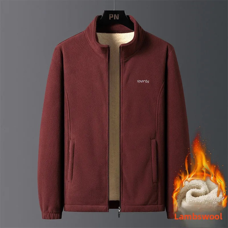 Winter Outdoor Sports and Leisure Thick Lamb Wool Jacket Comfortable Windproof Warm Breathable Stand Up Collar Cotton Jacket