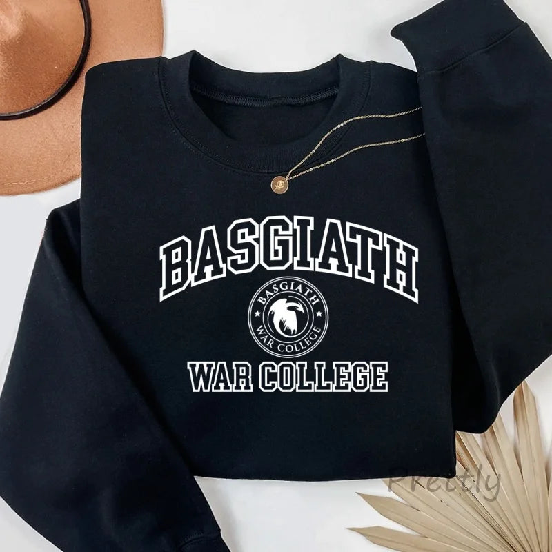 Basgiath War Collage Sweatshirt Men Women Fourth Wing Hooded Fantasy Book Dragon Hoodies Harajuku Long Sleeve Clothes