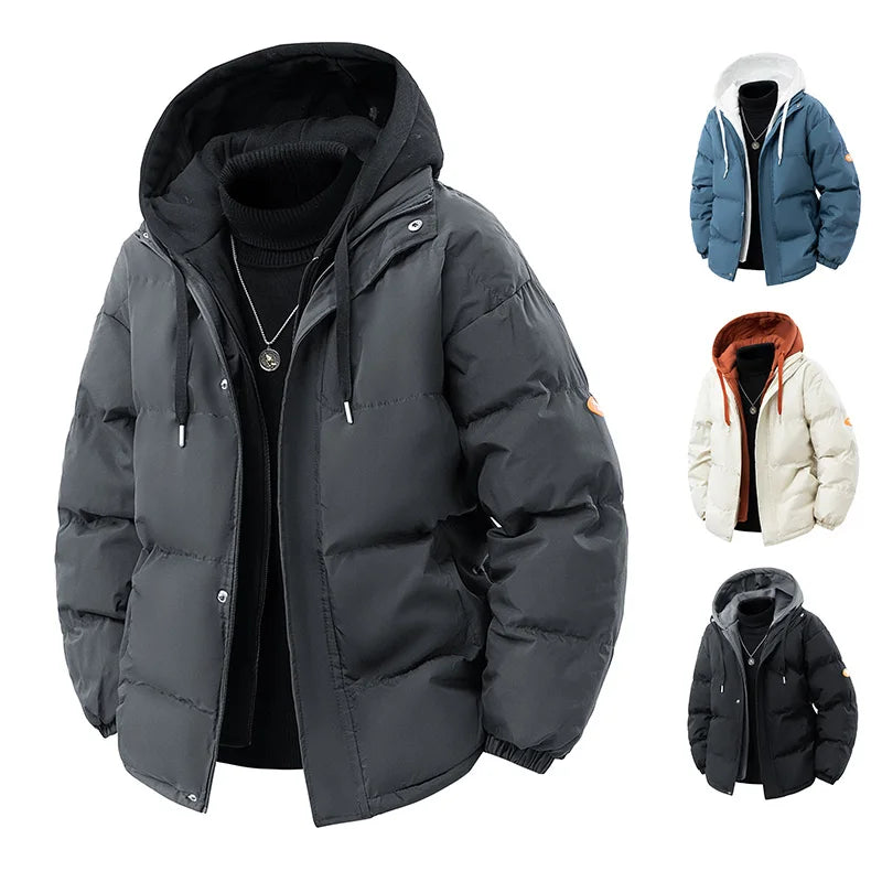 Men Parkas Thick Warm Winter Jacket Hooded Quilted Jacket Loose Fashion Casual Cotton-Padded Puffer Coat Autumn Winter Outwear