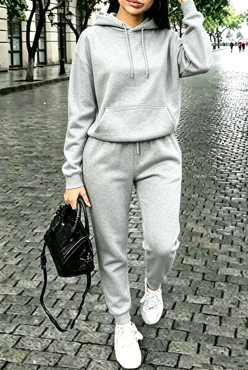 New in Womens Tracksuit Fall Winter Fashion Casual Sweatshirts Outdoors Sports Jogging Woman Clothing Single Piece Hoodie Pants